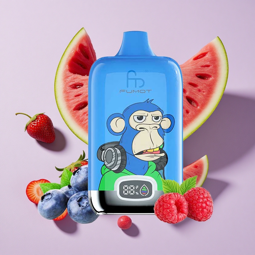 Eper görögdinnye Fumot Tornado Digital Box 12000 Puffs eldobható e-cigaretta 20ml E-liquid 550mAh feltölthető akkumulátor