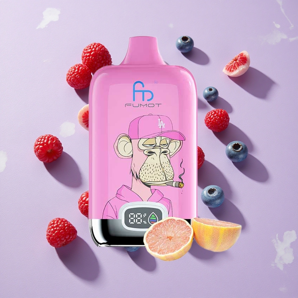 Áfonya Málna Fumot Tornado Digital Box 12000 Puffs eldobható e-cigaretta 20ml E-Liquid, 550mAh tölthető akkumulátor