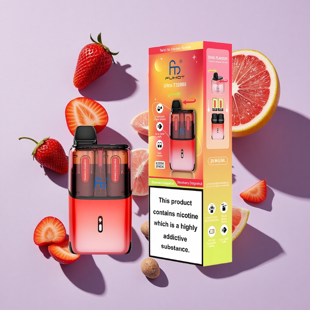 Eper-Grépfruit és Eper-Sárkánygyümölcs Fumot Ultra T32000 Eldobható Vape 32000 Puffspuff és 800mAh Akkumulátor