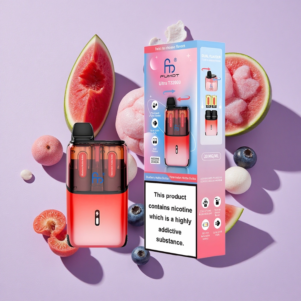 Kékáfonya Hubba Bubba - Görögdinnye Hubba Bubba Fumot Ultra T32000 Eldobható e-cigaretta 32000 sáró – 800mAh Akku