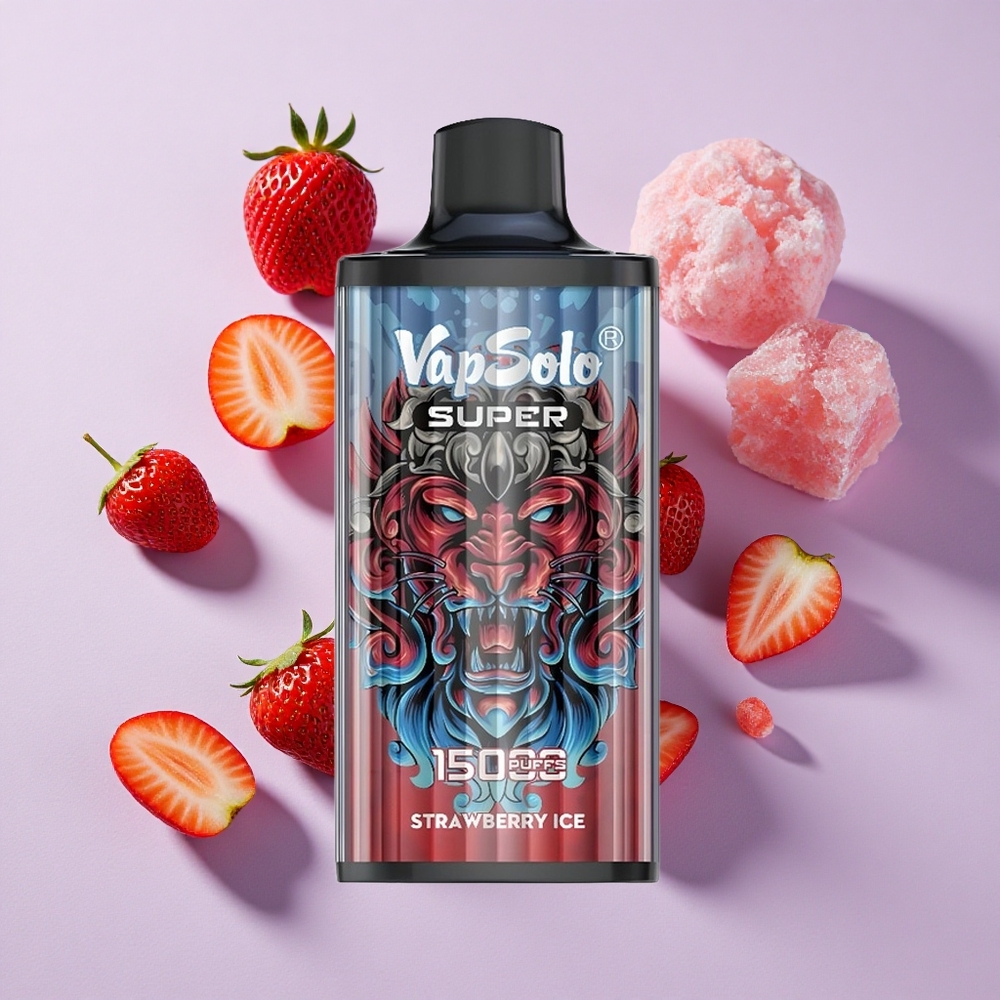 Eper Jég Vapsolo Super 15000 Puffs eldobható e-cigaretta, 40ml e-liquide, 850mah Mesh Coil