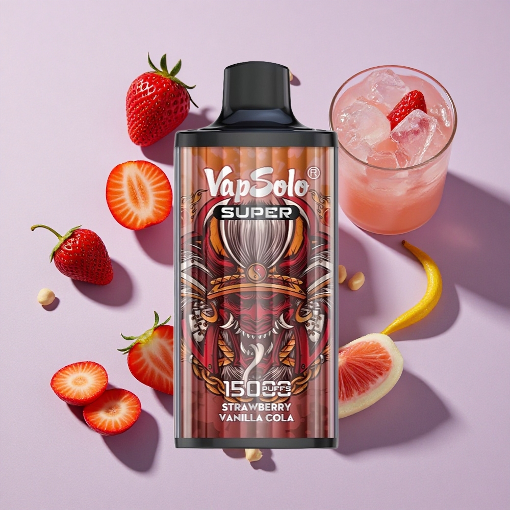 Eper Vanília Kóla Vapsolo Super 15000 Puffs eldobható e-cigaretta, 40ml e-liquid, 850mAh Mesh Coil