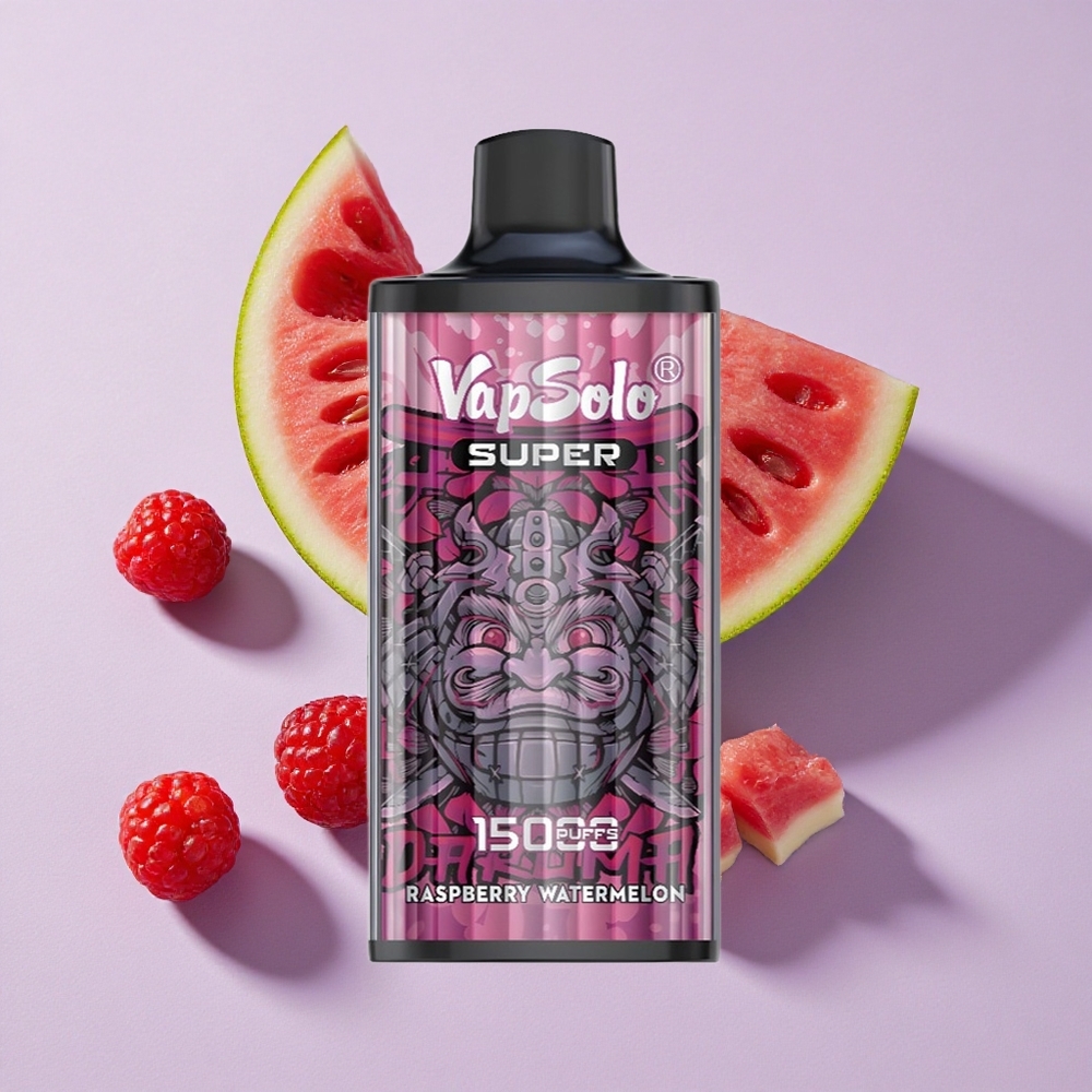 Málna Görögdinnye Vapsolo Super 15000 Puffs eldobható e-cigaretta, 40ml e-liquid, 850mAh Mesh Coil
