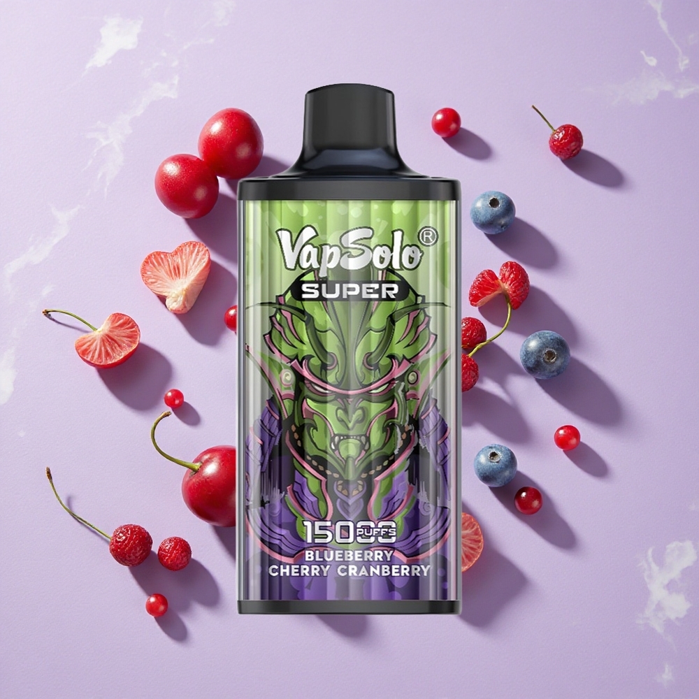 Áfonya-Cseresznye-Áfonya Vapsolo Super 15000 Puffs eldobható e-cigaretta 40ml e-liquid és 850mah Mesh Coil