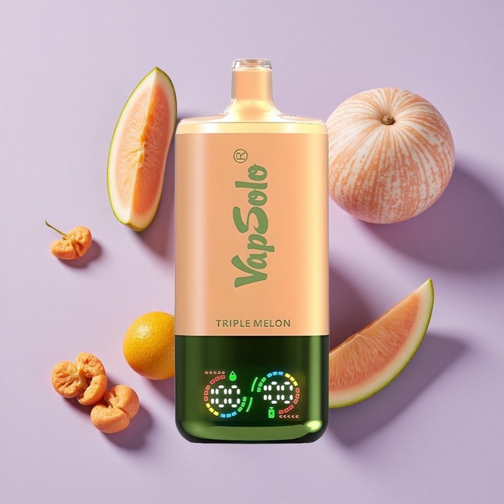 Hármas sárgadinnye VapSolo Triple 30000 Puffs eldobható e-cigaretta, 40 ml e-liquid, 3 olajtartály