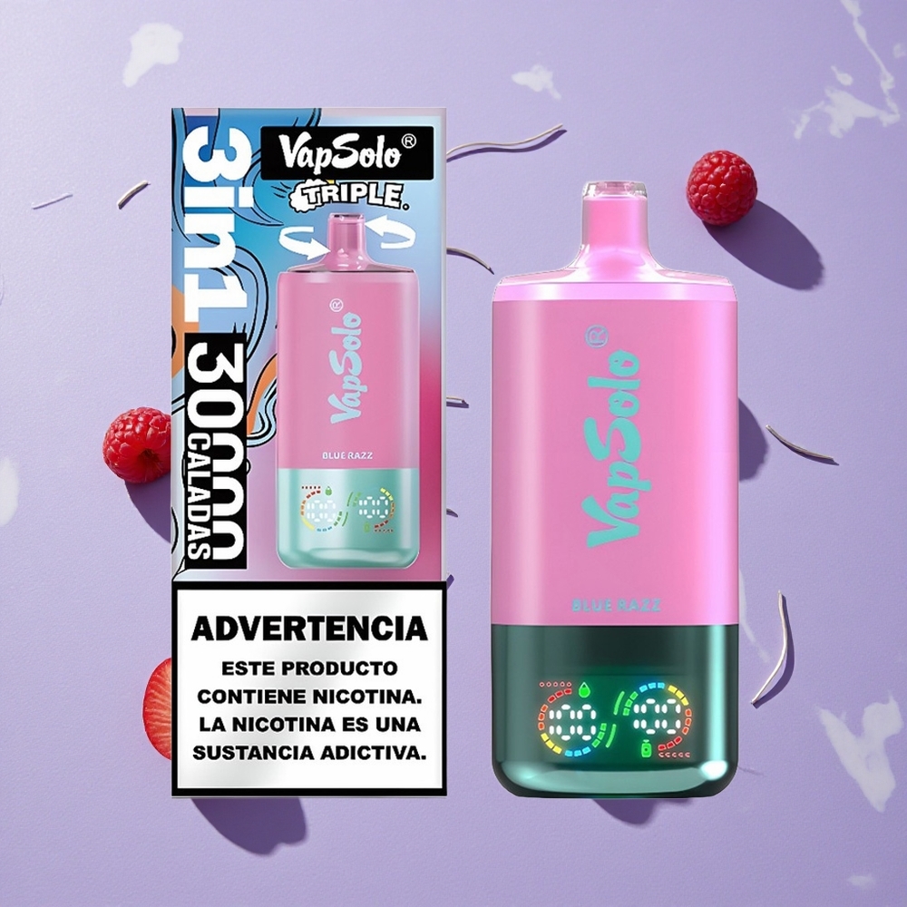 Kék Ribizli VapSolo Triple 30000 Puffs eldobható e-cigaretta, 40ml e-liquide, 3 olajtartály