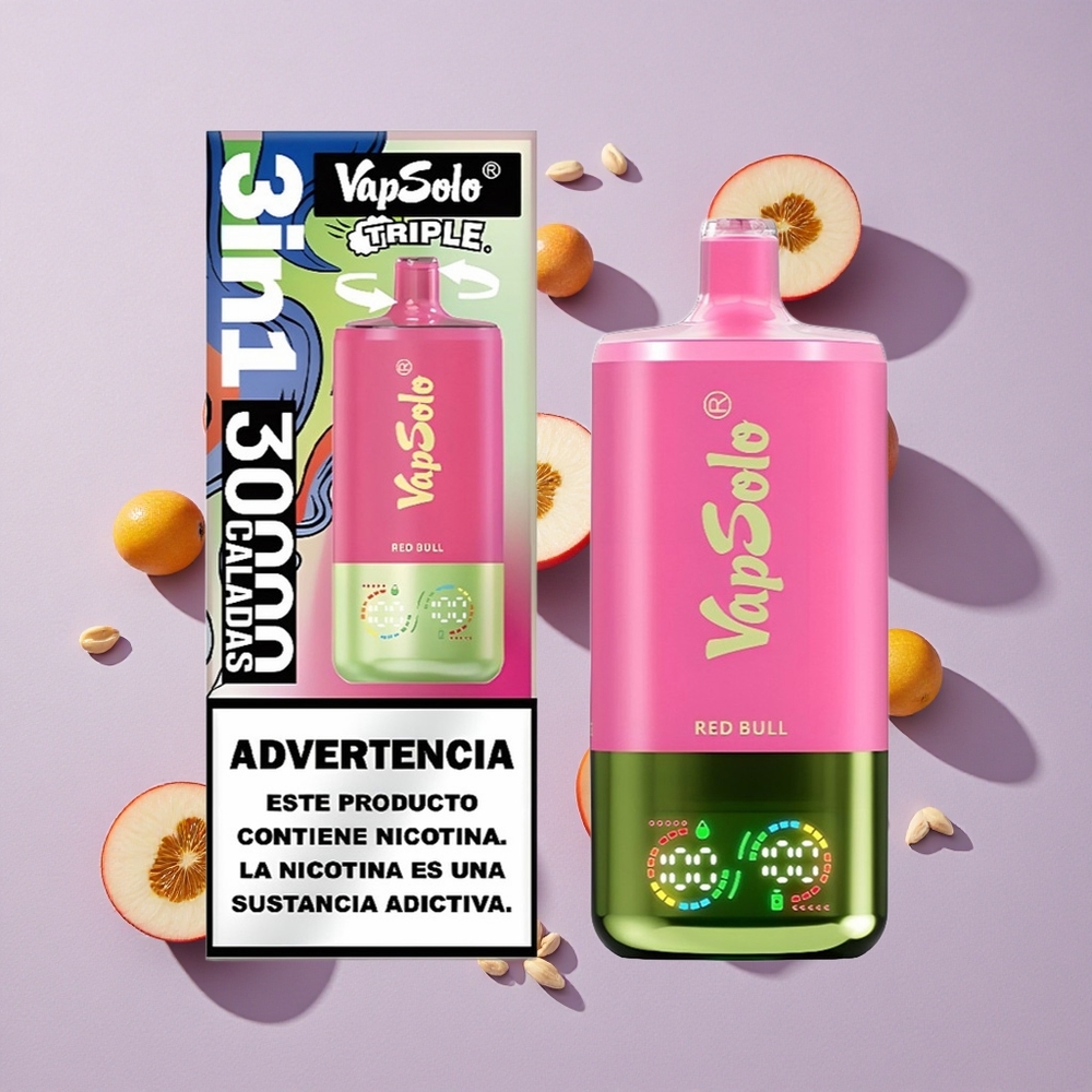 Red Bull ízű VapSolo Triple 30000 Puffs Eldobható E-cigaretta, 40ml E-liquid, 3 olajtartály