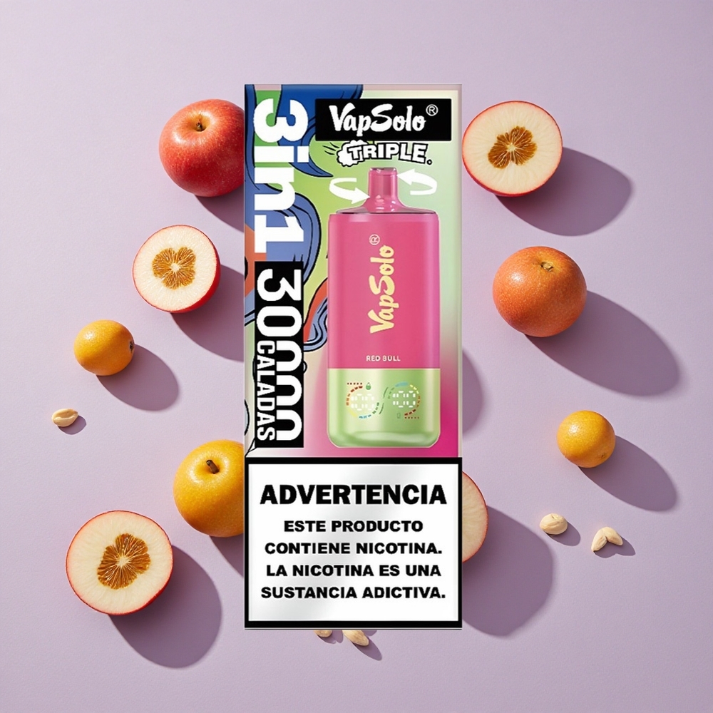 Red Bull ízű VapSolo Triple 30000 Puffs Eldobható E-cigaretta, 40ml E-liquid, 3 olajtartály