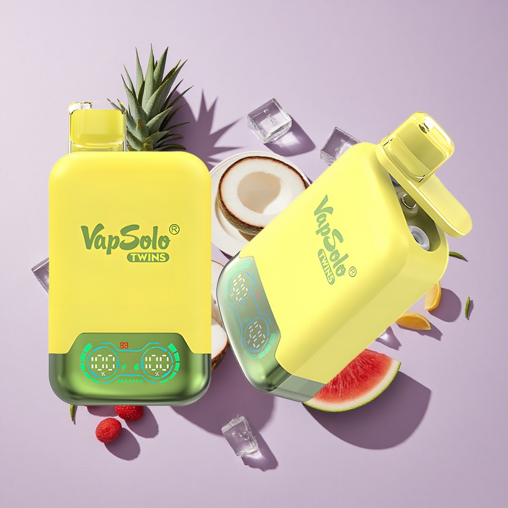 Ananász-Kókusz & Görögdinnye Jég Vapsolo Twins 20000 Puffs eldobható e-cigaretta, 40 ml e-liquide, 2 olajtartály