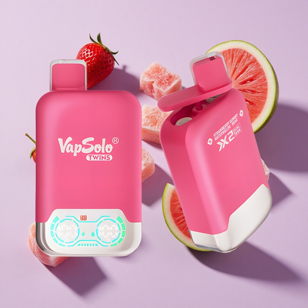 Eper Dinnye & Gumimaci Vapsolo Twins 20000 Puffs eldobható e-cigaretta, 40 ml e-liquide, 20/50mg/ml nikotinerősség