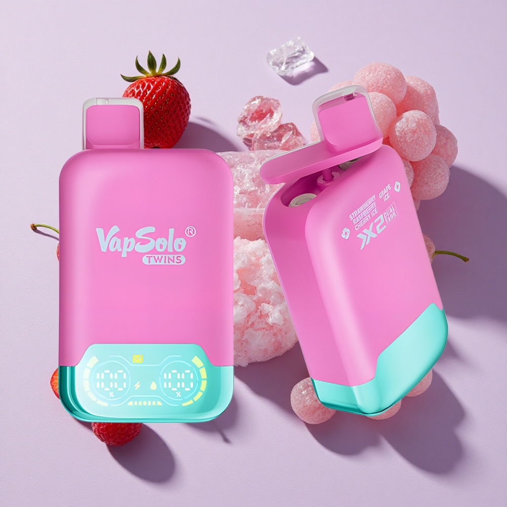Eper Málna Cseresznye Jég & Szőlő Jég Vapsolo Twins 20000 Puffs eldobható e-cigaretta, Puffok: 20000 Puffs E-liquid: 40 ml