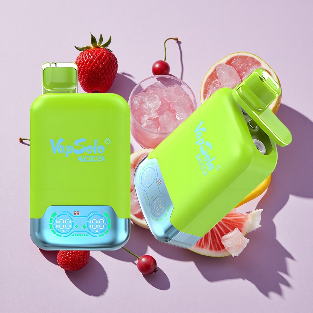 Eper-Pajzsika & Eper-Málna-Cseresznye Jég Vapsolo Twins 20000 Puffs Eldobható E-Cigi, 40 ml E-Liquid, 2 Olajtartály