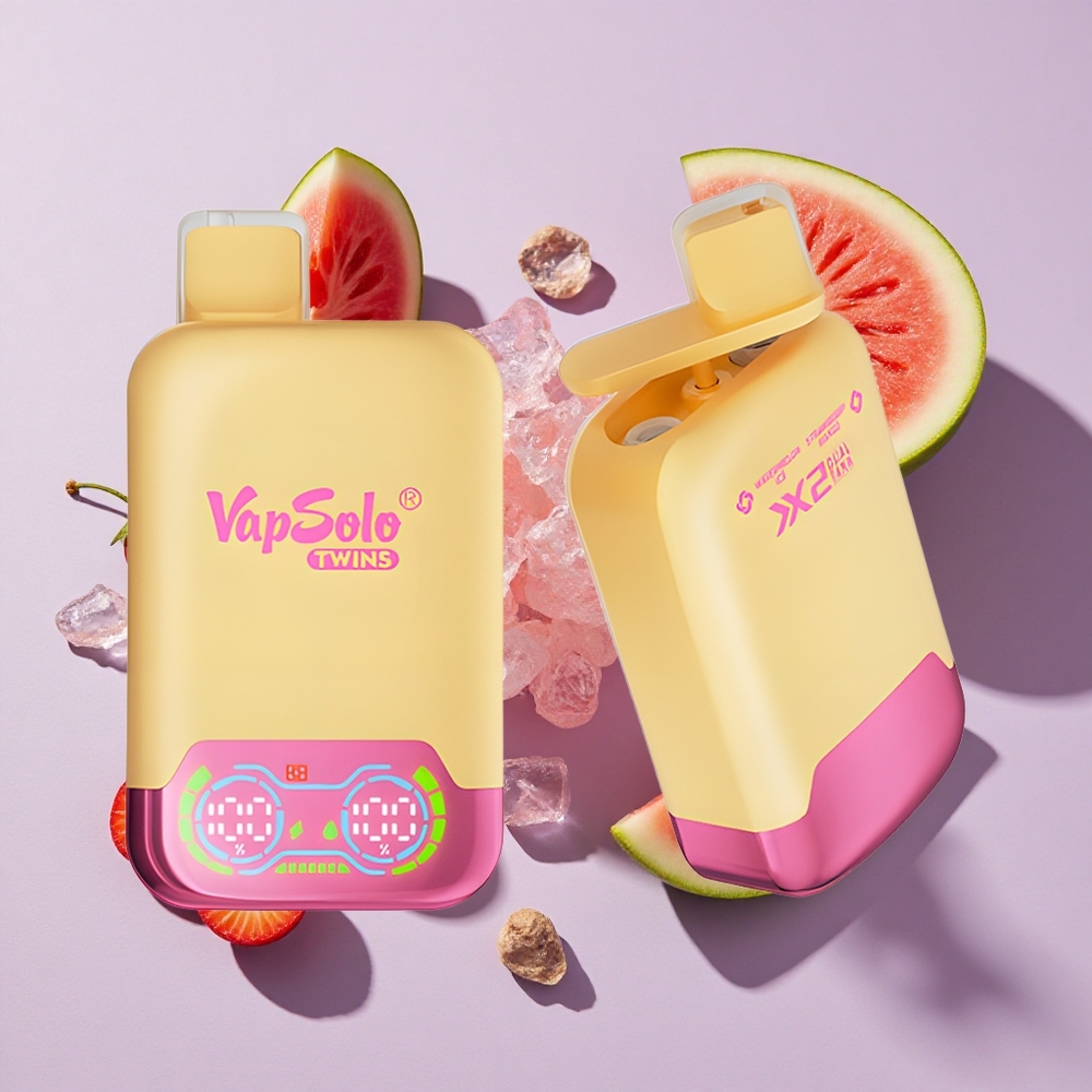 Görögdinnye Jég & Eper Mangó Vapsolo Twins 20000 Puffs Elszívható E-vizipipa, 40 ml E-liquid, 2 olajtartály