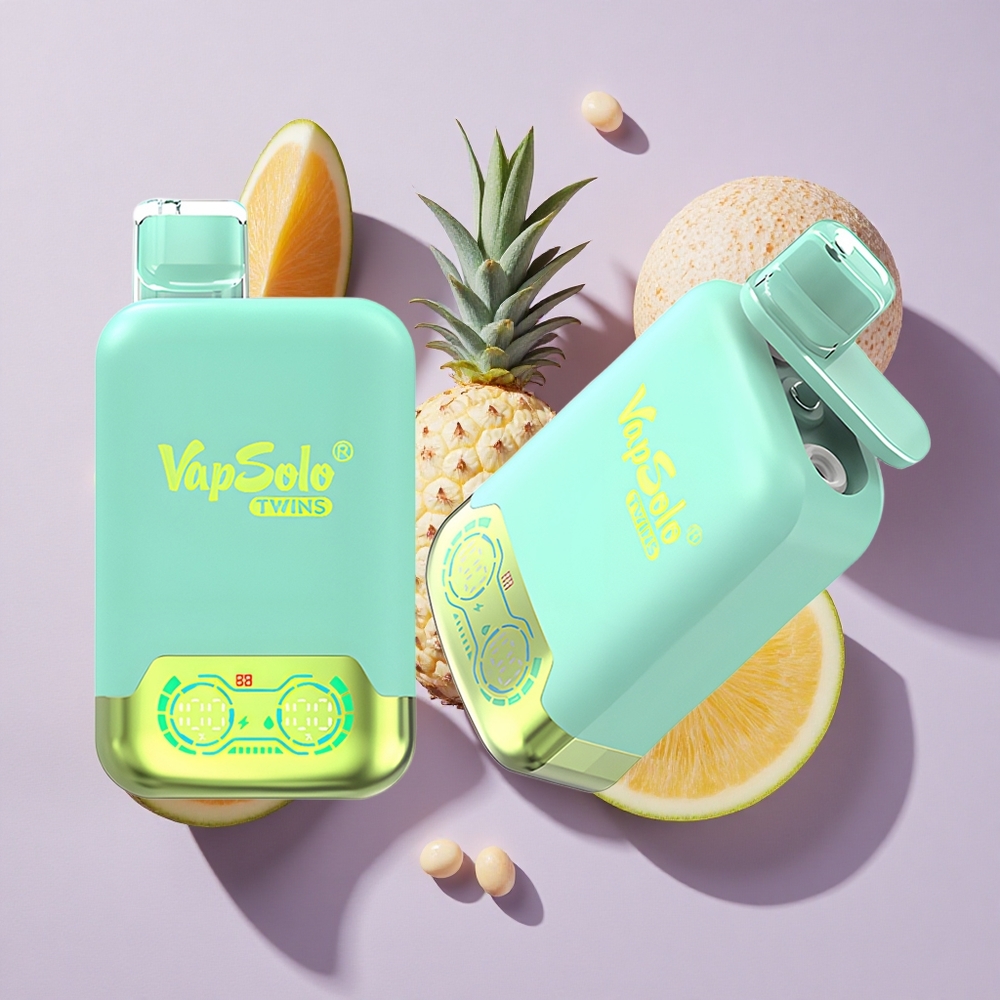 Hármas dinnye & ananászos kókusz Vapsolo Twins 20000 Puffs eldobható e-cigaretta, 40 ml e-liquid, 20/50mg/ml nikotin erősség