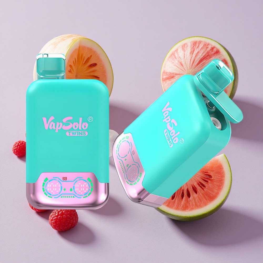 Hármas dinnye & málna görögdinnye Vapsolo Twins 20000 Puffs eldobható e-cigaretta, 40 ml e-liquid, 20 mg/ml vagy 50 mg/ml nikotin erősség