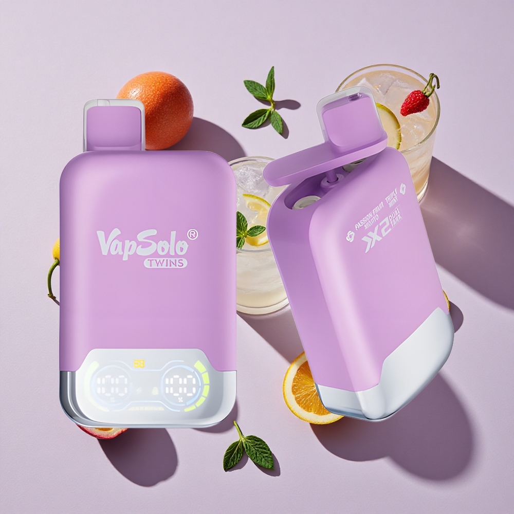 Passiós Gyümölcs Mojito & Hármas Menta Vapsolo Twins 20000 Puffs eldobható e-cigaretta, 40 ml e-liquide