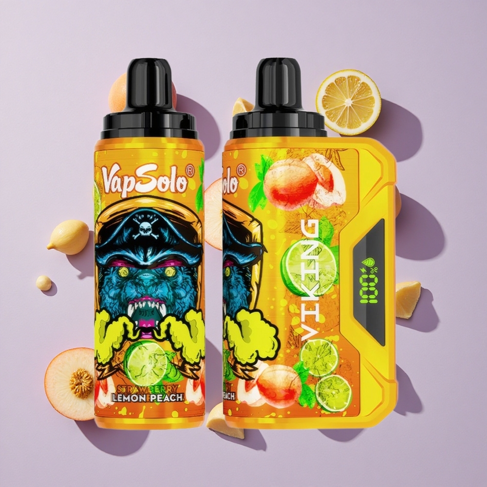 Citrom-őszibarack VapSolo VIKING 12000 Puffs eldobható e-cigaretta, Puffok: akár 12000, E-liquide: 22ml