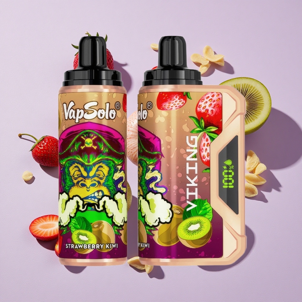 Eper-Kiwi VapSolo VIKING 12000 Puffs Egyszerhasználatos E-cigaretta 22ml E-liquid és Type-C Töltés