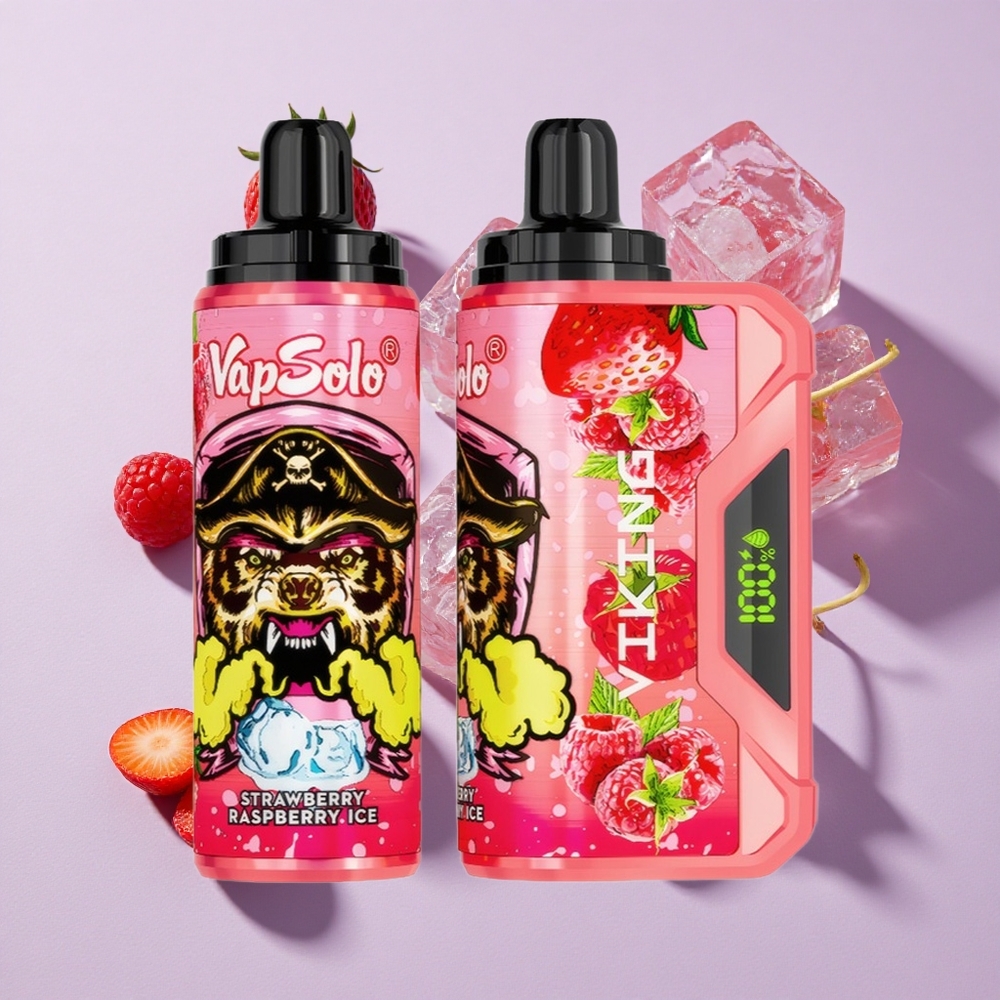 Eper Málna Jég VapSolo VIKING 12000 Puffs eldobható e-cigaretta 22ml e-liquid 20/50mg/ml nikotinerősség