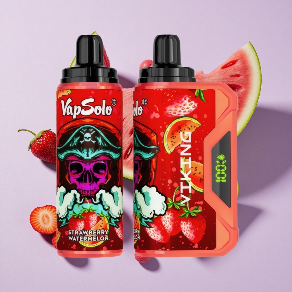 Eper görögdinnye VapSolo VIKING 12000 Puffs eldobható e-cigaretta 22ml e-liquid, 20 mg/ml & 50 mg/ml nikotin