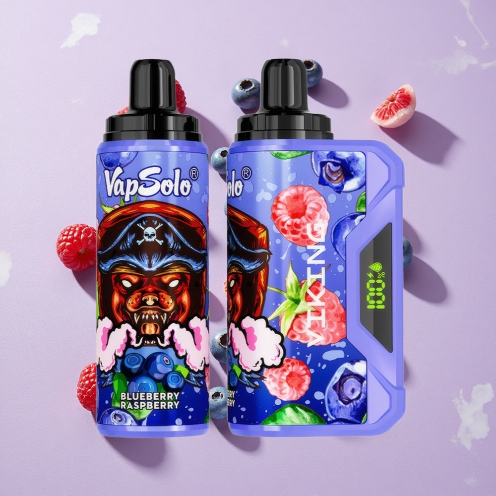 Áfonya Málna VapSolo VIKING 12000 Puffs Eldobható E-cigaretta 22ml E-liquid 20 mg/ml & 50 mg/ml Nikotin
