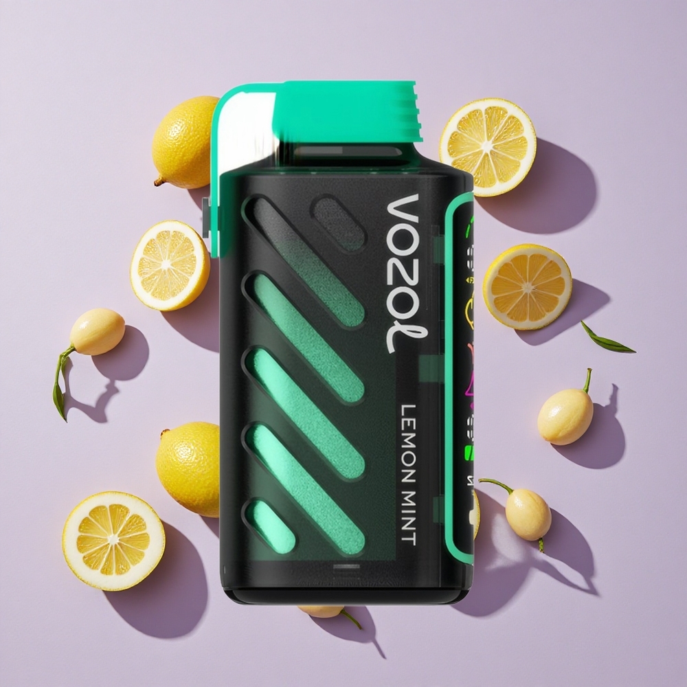 Citrom Menta VOZOL Gear Power 20000 Puffs eldobható e-cigaretta, Teljes Képernyős Kijelző, 20mL előre töltött e-liquid
