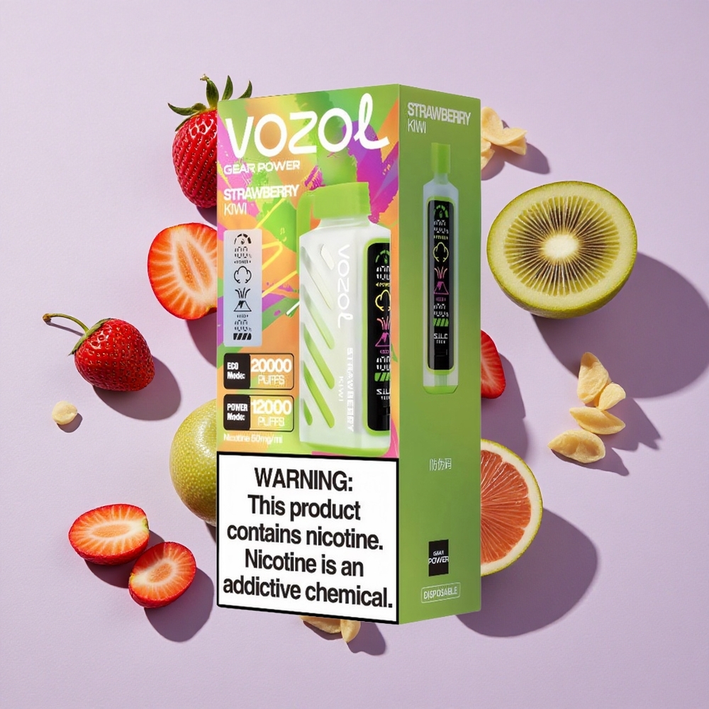 Eper-Kiwi VOZOL Gear Power 20000 Puffs Eldobható E-cigaretta, Teljes Képernyős Kijelző, 20mL Előre Töltött E-liquid