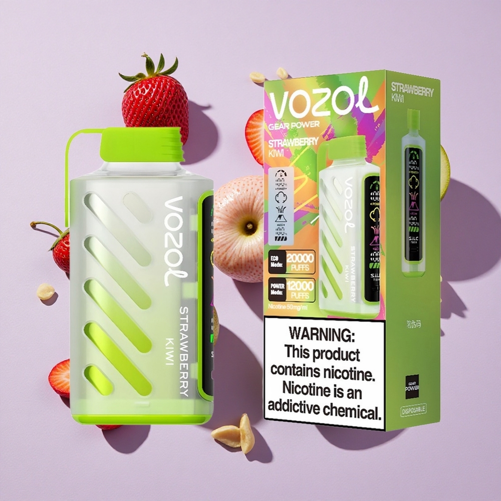 Eper-Kiwi VOZOL Gear Power 20000 Puffs Eldobható E-cigaretta, Teljes Képernyős Kijelző, 20mL Előre Töltött E-liquid