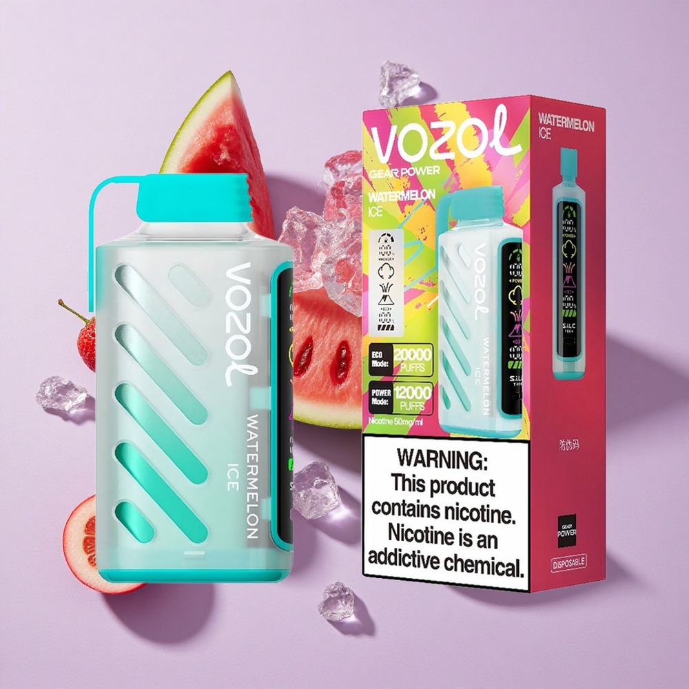 Görögdinnye Jég VOZOL Gear Power 20000 Puffs Eldobható E-cigaretta, Teljes Kijelzős Kijelző, 20mL Előre Töltött E-liquid Tartalom