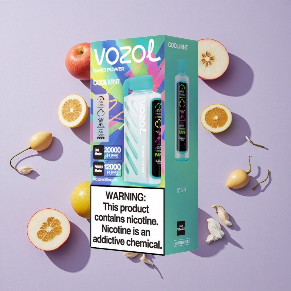 Hűvös Menta VOZOL Gear Power 20000 Puffs Eldobható E-cigaretta, Teljes Képernyős Kijelző, 20mL Előre Töltött E-liquid Tartalom