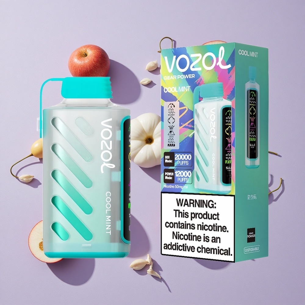 Hűvös Menta VOZOL Gear Power 20000 Puffs Eldobható E-cigaretta, Teljes Képernyős Kijelző, 20mL Előre Töltött E-liquid Tartalom