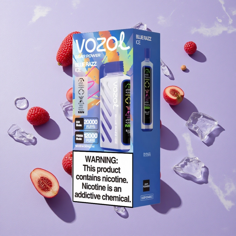 Kék Málna Jég VOZOL Gear Power 20000 Puffs Eldobható E-cigaretta, 20mL előre töltött e-liquid, 5%-os nikotin (50mg)
