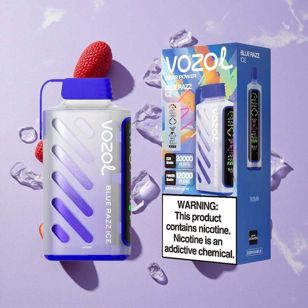 Kék Málna Jég VOZOL Gear Power 20000 Puffs Eldobható E-cigaretta, 20mL előre töltött e-liquid, 5%-os nikotin (50mg)