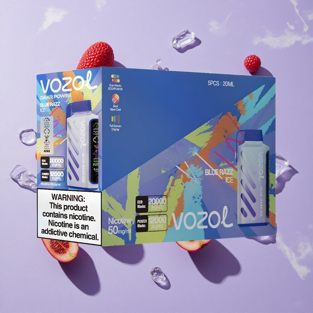 Kék Málna Jég VOZOL Gear Power 20000 Puffs Eldobható E-cigaretta, 20mL előre töltött e-liquid, 5%-os nikotin (50mg)