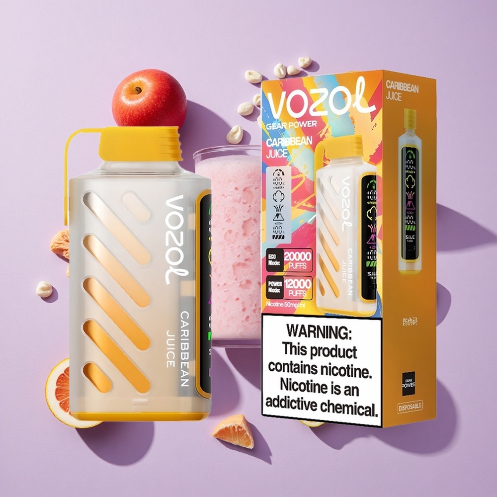 Karib gyümölcslé VOZOL Gear Power 20000 Puffs Eldobható e-cigaretta, Teljes Képernyős Kijelző, 20mL előre töltött e-liquid kapacitás