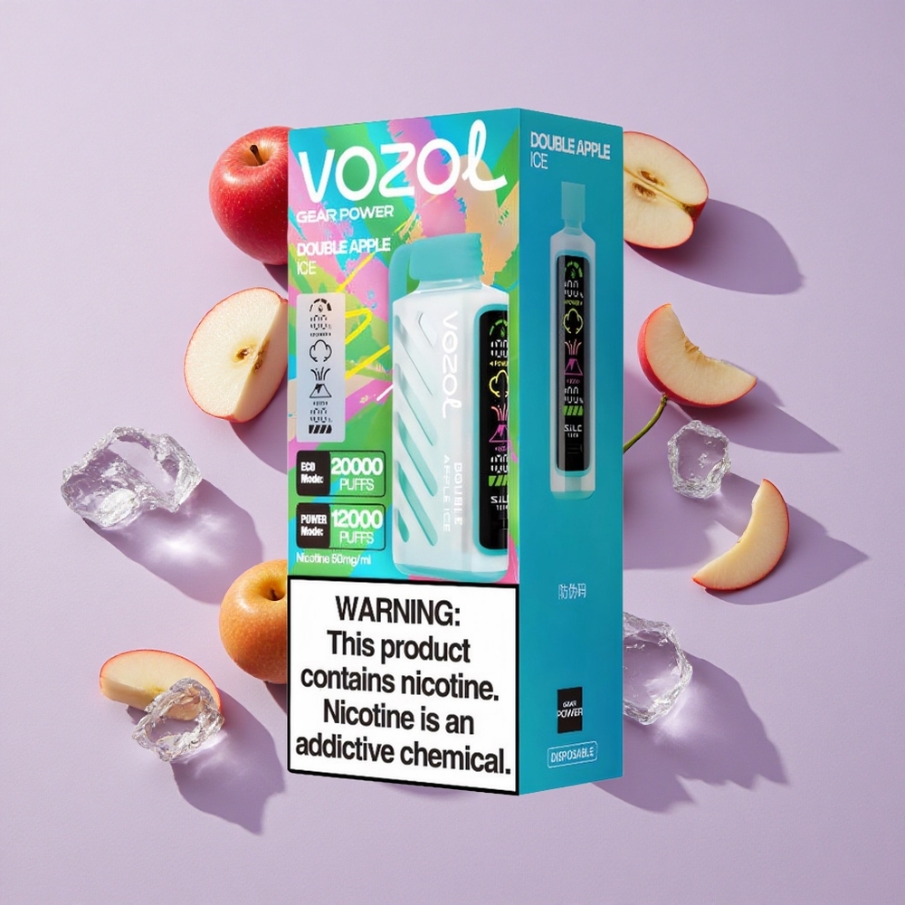 Kettős Alma Jég VOZOL Gear Power 20000 Puffs ECO Mód Puffok: 20000 Puffs Tele Térképernyős Kijelző