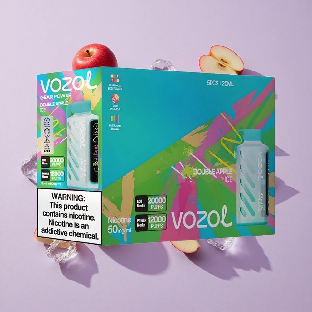 Kettős Alma Jég VOZOL Gear Power 20000 Puffs ECO Mód Puffok: 20000 Puffs Tele Térképernyős Kijelző