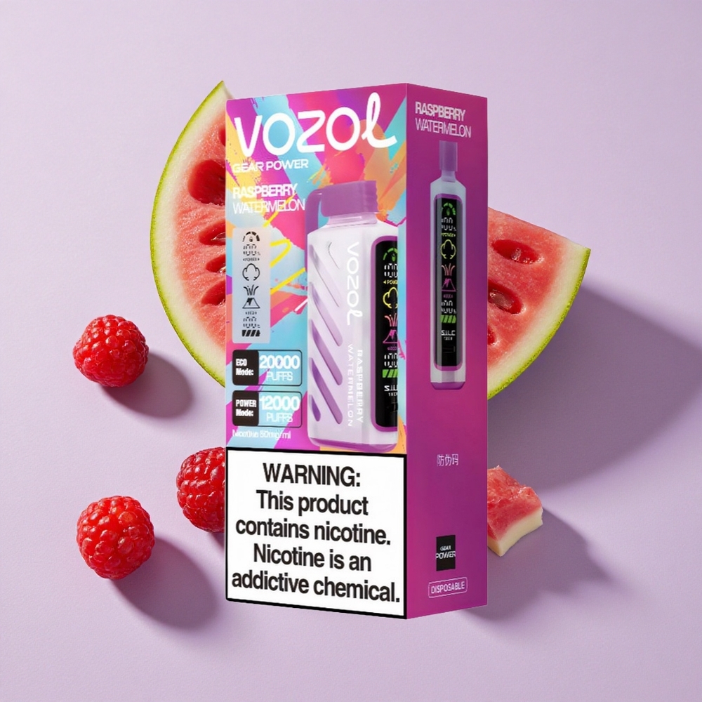 Málna görögdinnye íz VOZOL Gear Power 20000 Puffs eldobható e-cigaretta ECO Mód Löketek: 20000 Löket, Duális Mesh Tekercs
