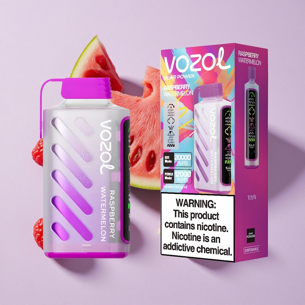 Málna görögdinnye íz VOZOL Gear Power 20000 Puffs eldobható e-cigaretta ECO Mód Löketek: 20000 Löket, Duális Mesh Tekercs