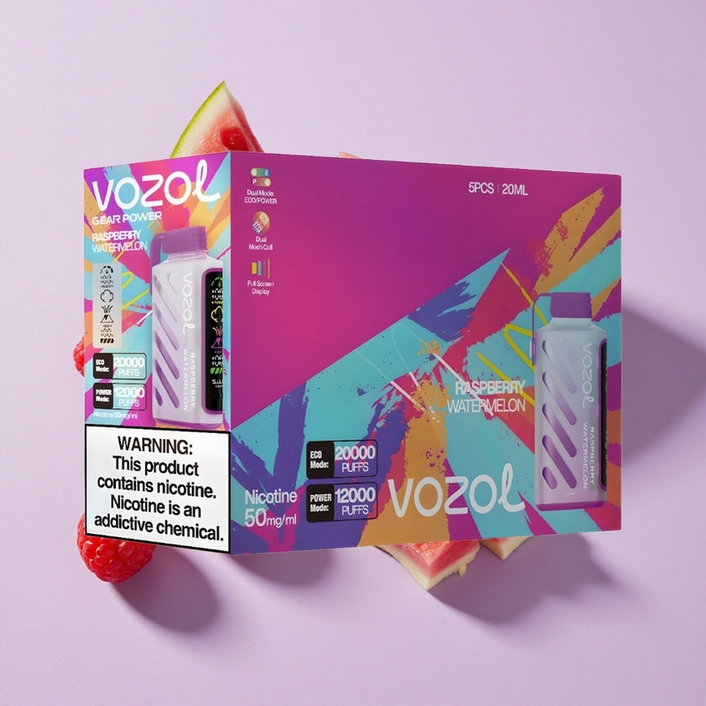 Málna görögdinnye íz VOZOL Gear Power 20000 Puffs eldobható e-cigaretta ECO Mód Löketek: 20000 Löket, Duális Mesh Tekercs