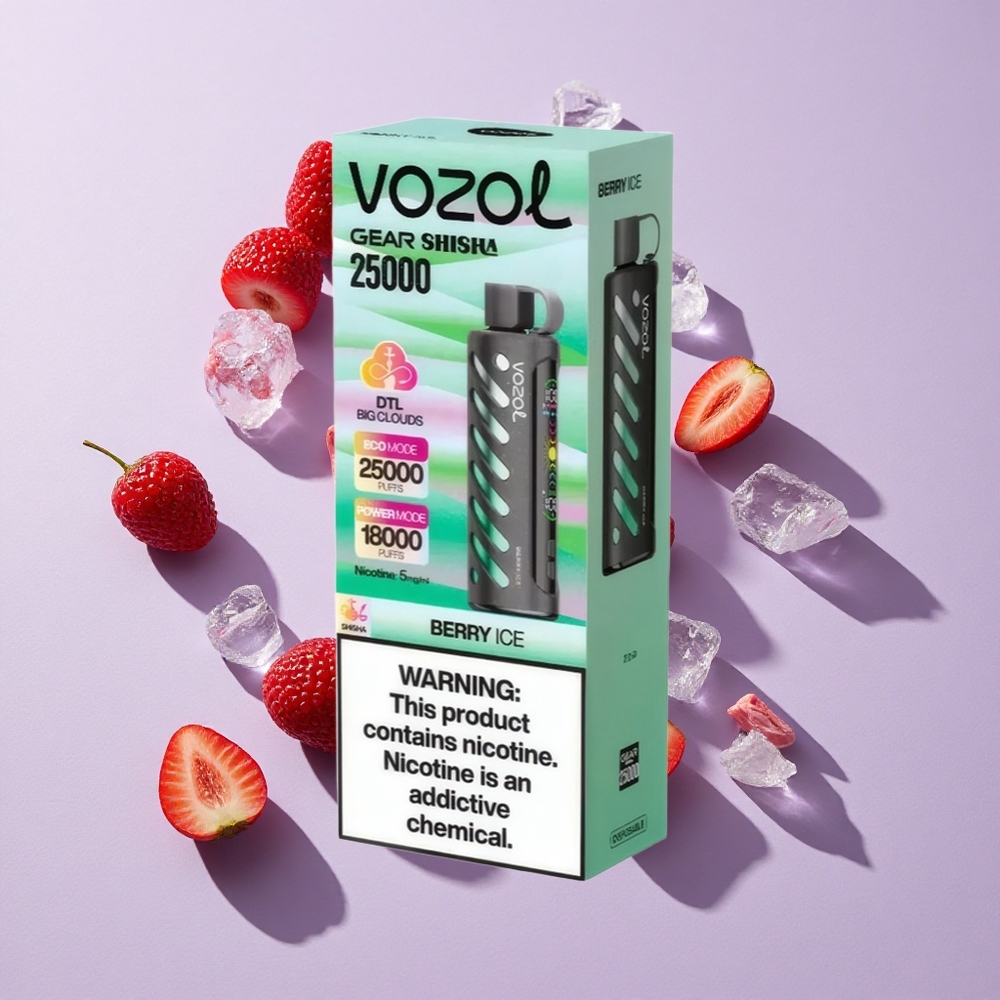 Bogyó Jég VOZOL Gear Shisha 25000 Puffs Egyszerhasználatos E-cigaretta, 1000mAh Akkumulátor, 5mg/ml Nikotin