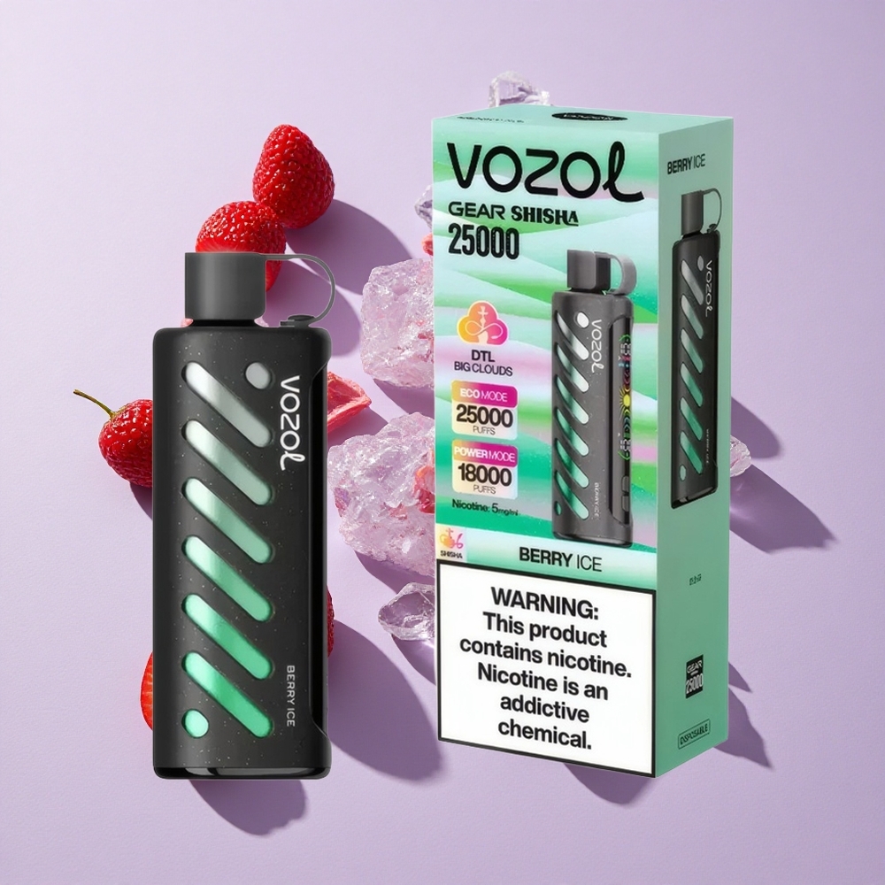 Bogyó Jég VOZOL Gear Shisha 25000 Puffs Egyszerhasználatos E-cigaretta, 1000mAh Akkumulátor, 5mg/ml Nikotin