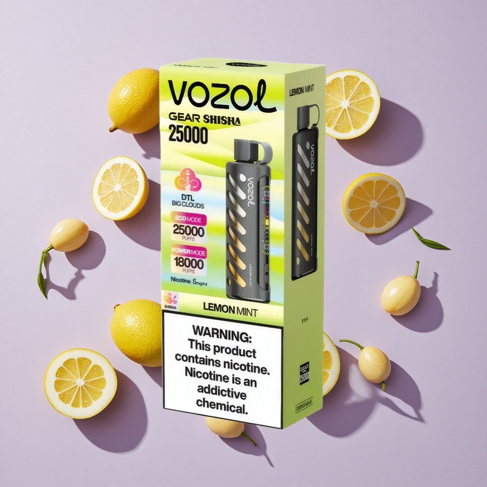 Citrom Menta VOZOL Gear Shisha 25000 Puffs Intelligens Chip: S.i.L.C Tech, Akkumulátor Kapacitás: 1000mAh