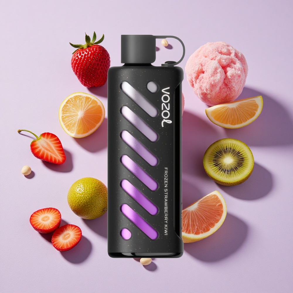Fagyos Eper-Kivi VOZOL Gear Shisha 25000 Puffs Töltetlen E-vizipipa, Dual Mesh Dual Mód, 1000mAh Akkumulátor