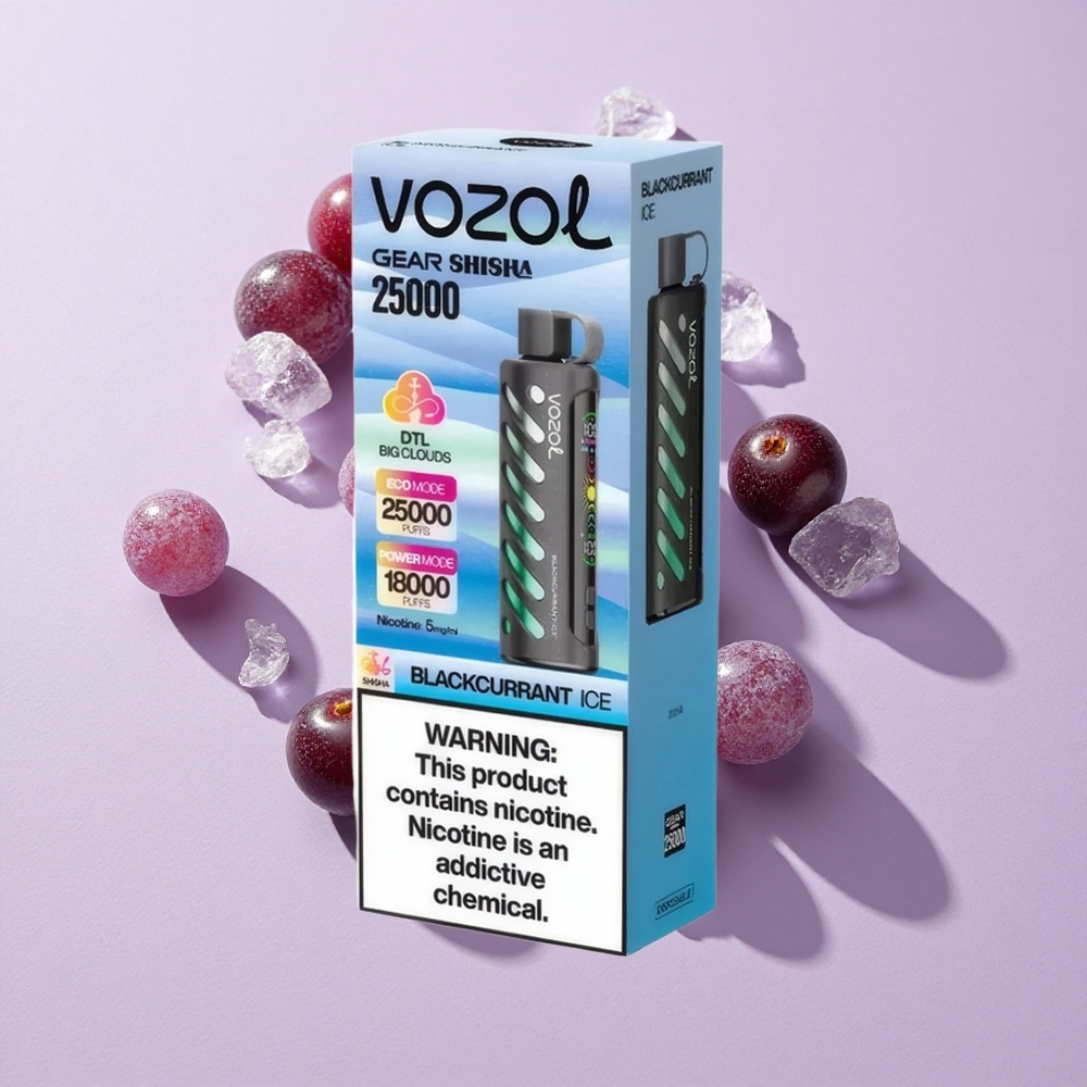 Feketerib Jég VOZOL Gear Shisha 25000 Puffs Elektromos Cigi Dual Mesh Dual Módok, 1000mAh Akkumulátor