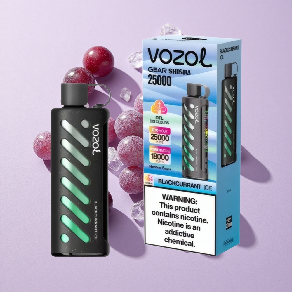 Feketerib Jég VOZOL Gear Shisha 25000 Puffs Elektromos Cigi Dual Mesh Dual Módok, 1000mAh Akkumulátor
