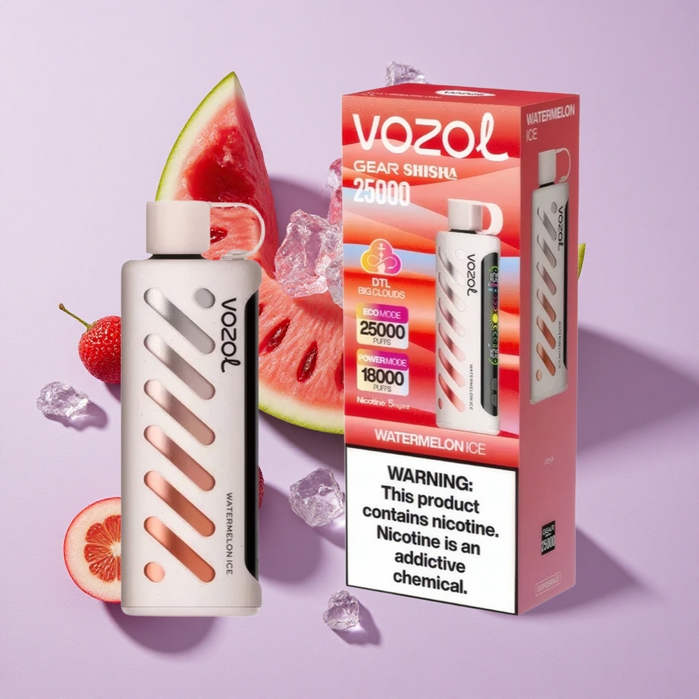 Görögdinnye Jég VOZOL Gear Shisha 25000 Puffs eldobható e-cigaretta 1000mAh, 5mg/ml nikotin