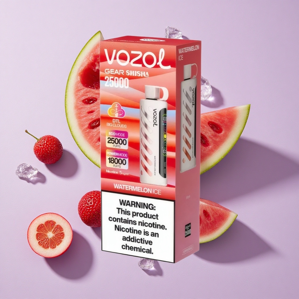 Görögdinnye Jég VOZOL Gear Shisha 25000 Puffs eldobható e-cigaretta 1000mAh, 5mg/ml nikotin