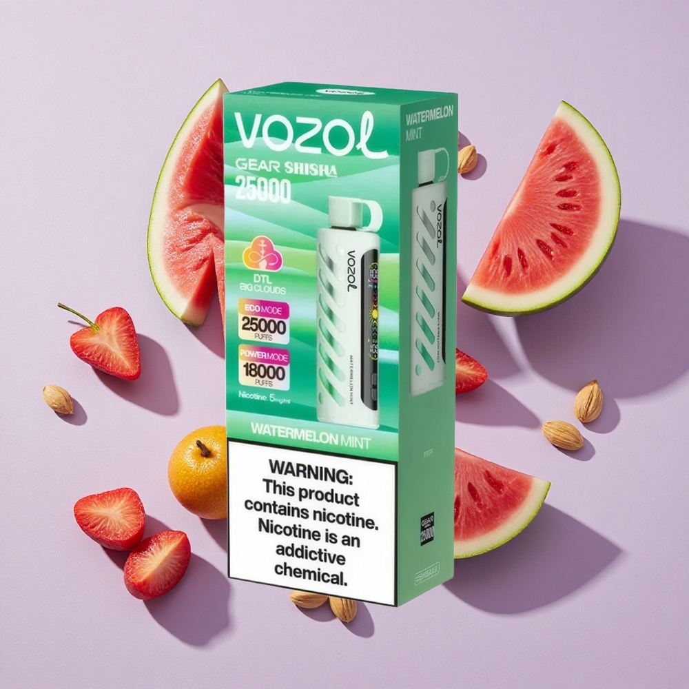 Görögdinnye Menta VOZOL Gear Shisha 25000 Puffs eldobható e-cigaretta, 1000mAh, 5mg/ml nikotin