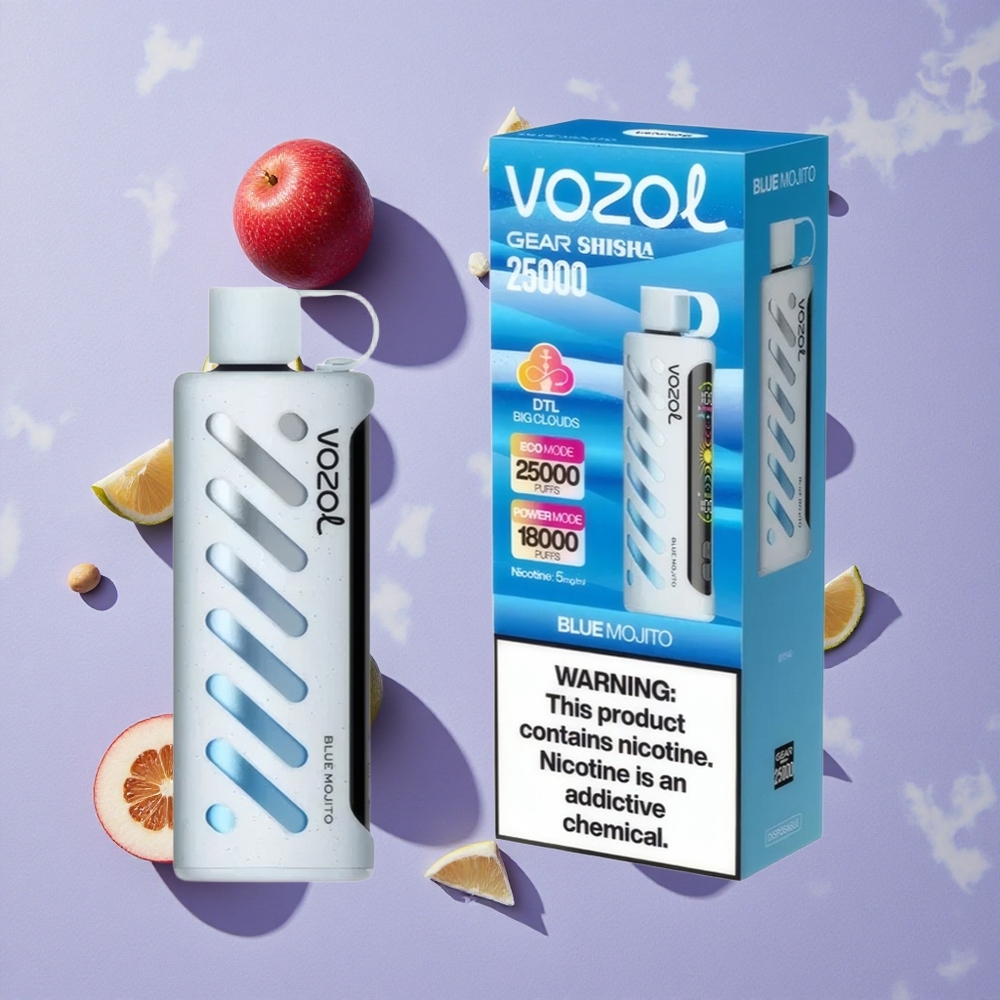 Kék Mojito VOZOL Gear Shisha 25000 Puffs eldobható e-cigaretta, 30 ízletes íz, 1000mAh akkumulátor
